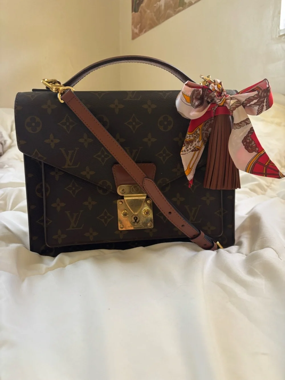 Louis Vuitton Monceau 28 Monogram Satchel Crossbody Purse Gold Hardware Vintage - Picture 16 of 17